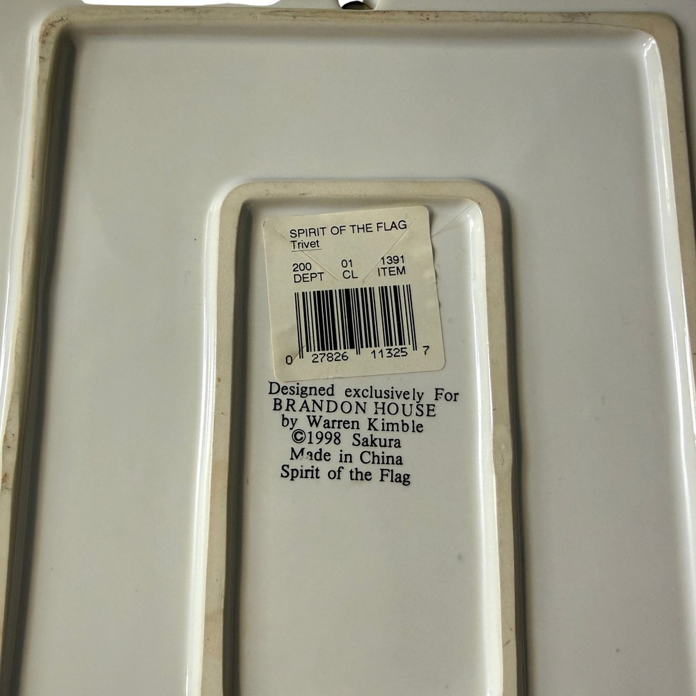Vtg Spirit of the Flag American Ceramic Trivet Brandon House 1998 8.5 H x 7 in W - Picture 11 of 11